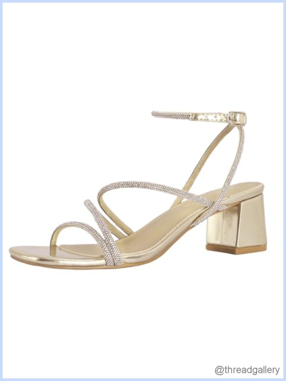 Strappy Block Heel Ankle Strap Sandals with Buckle Closure, Low Heel, PU Insole